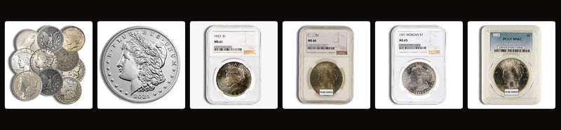 Morgan and Peace silver dollars sold by Sierra Gold Exchange
