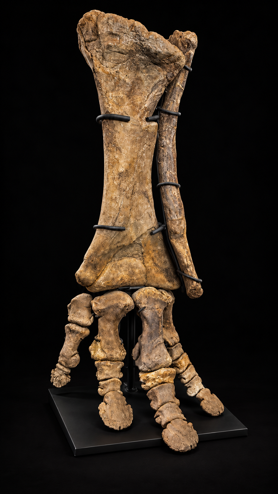 Fossil Triceratops front lower leg and foot – Mounted Specimen