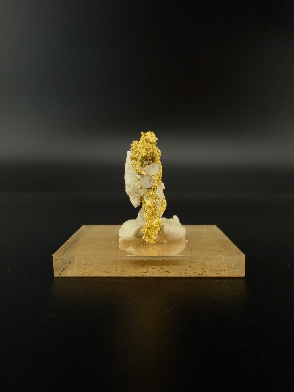 Natural Sponge Gold on Quartz Specimen - Idaho - 2.173g