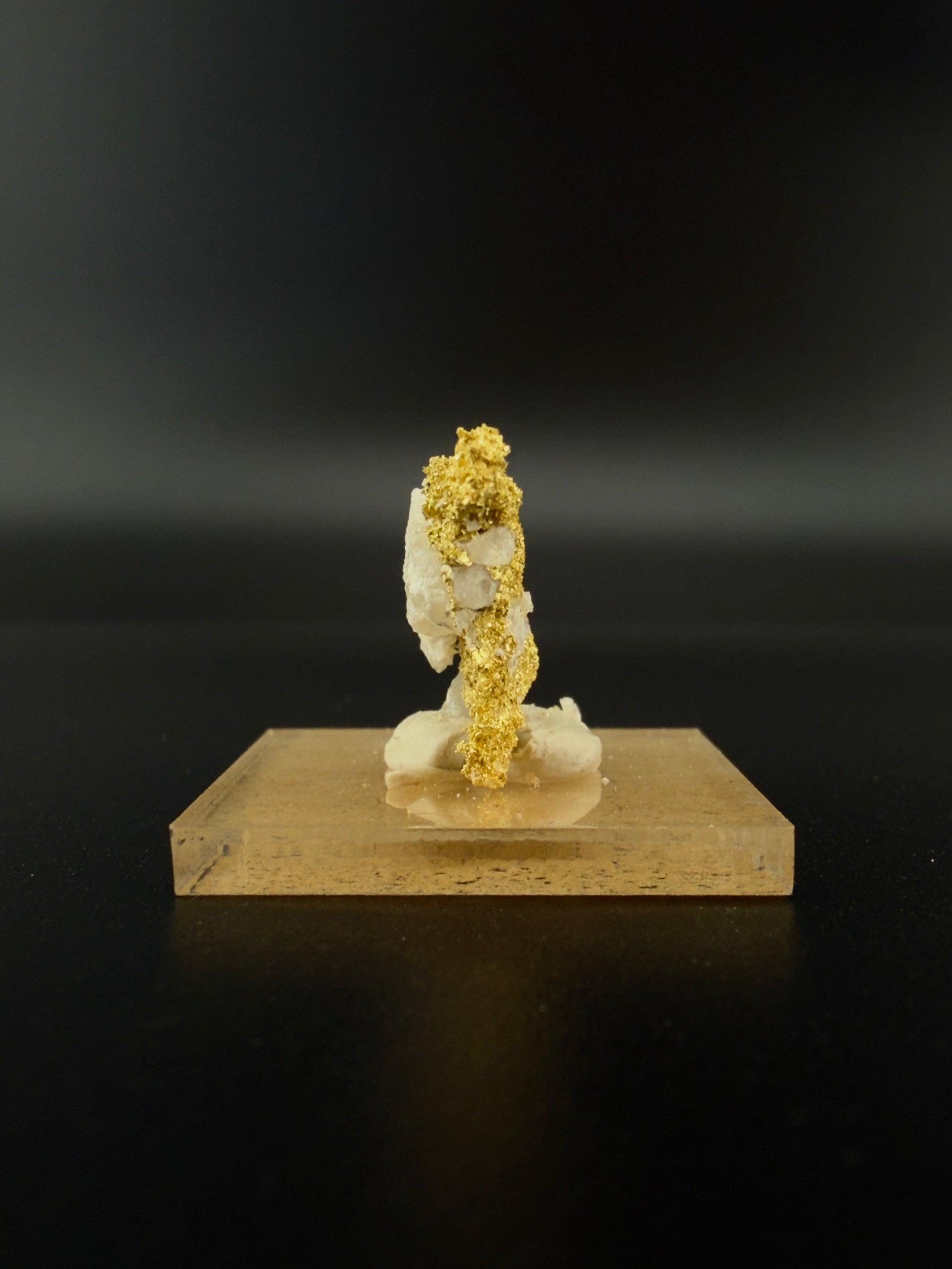 Natural Sponge Gold on Quartz Specimen - Idaho - 2.173g
