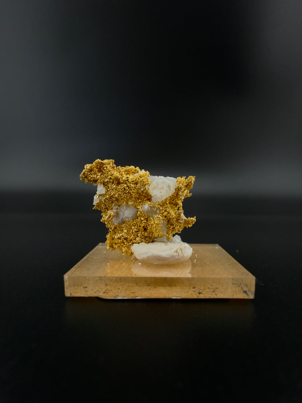 Natural Sponge Gold on Quartz Specimen - Idaho - 2.173g