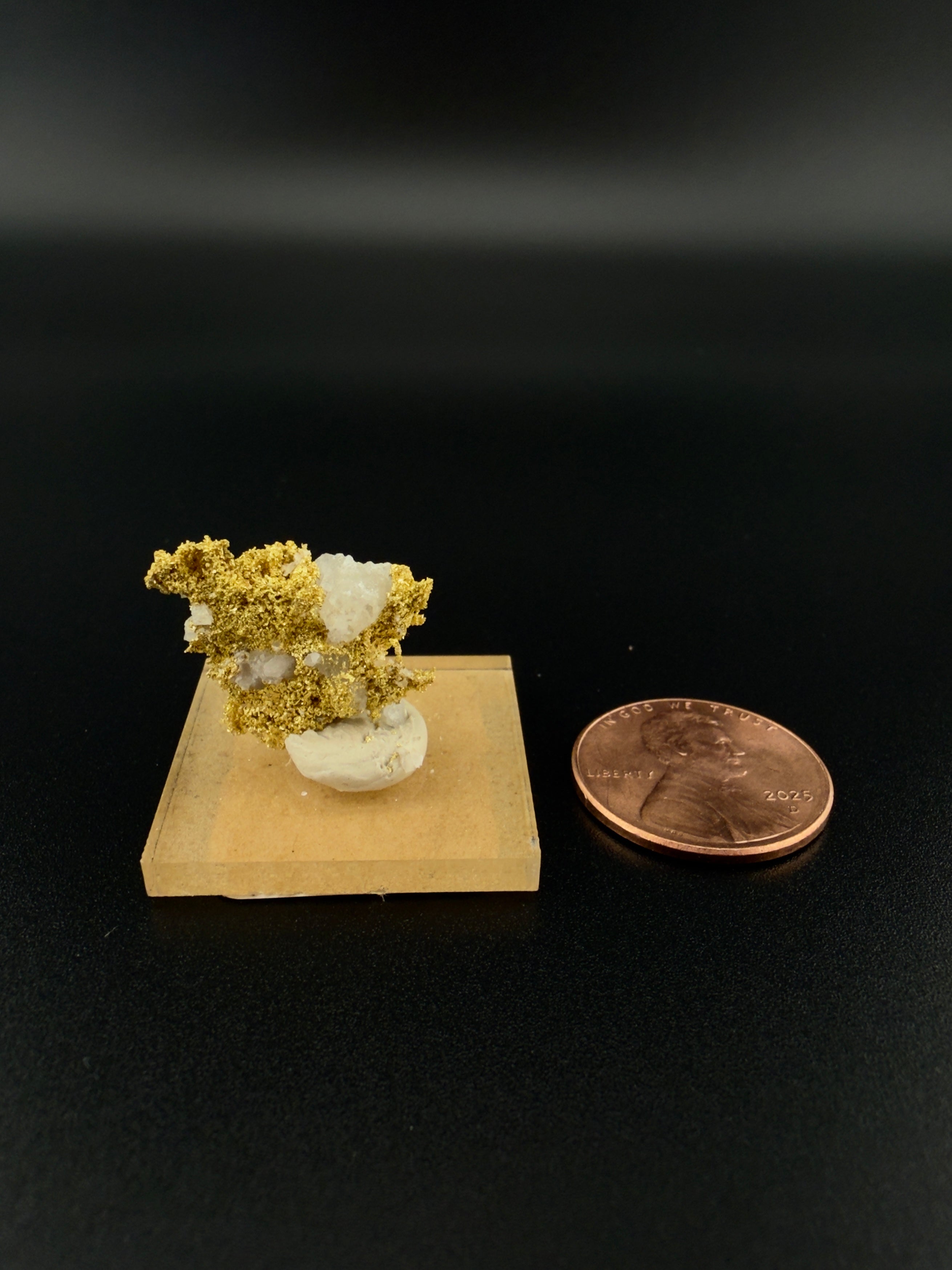 Natural Sponge Gold on Quartz Specimen - Idaho - 2.173g