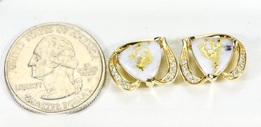 Gold Quartz Earrings "Orocal" EN1134DQ Genuine Hand Crafted Jewelry - 14K Gold Casting