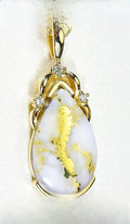 Gold Quartz Pendant "Orocal" PN1132DQ Genuine Hand Crafted Jewelry - 14K Gold Yellow Gold Casting