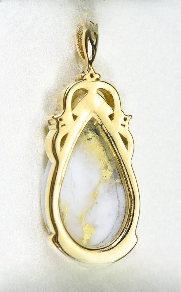 Gold Quartz Pendant "Orocal" PN1132DQ Genuine Hand Crafted Jewelry - 14K Gold Yellow Gold Casting