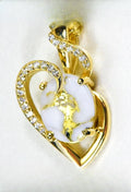 Gold Quartz Pendant "Orocal" PN1129DQ Genuine Hand Crafted Jewelry - 14K Gold Yellow Gold Casting