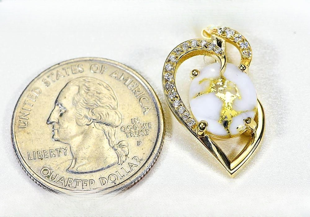 Gold Quartz Pendant "Orocal" PN1129DQ Genuine Hand Crafted Jewelry - 14K Gold Yellow Gold Casting