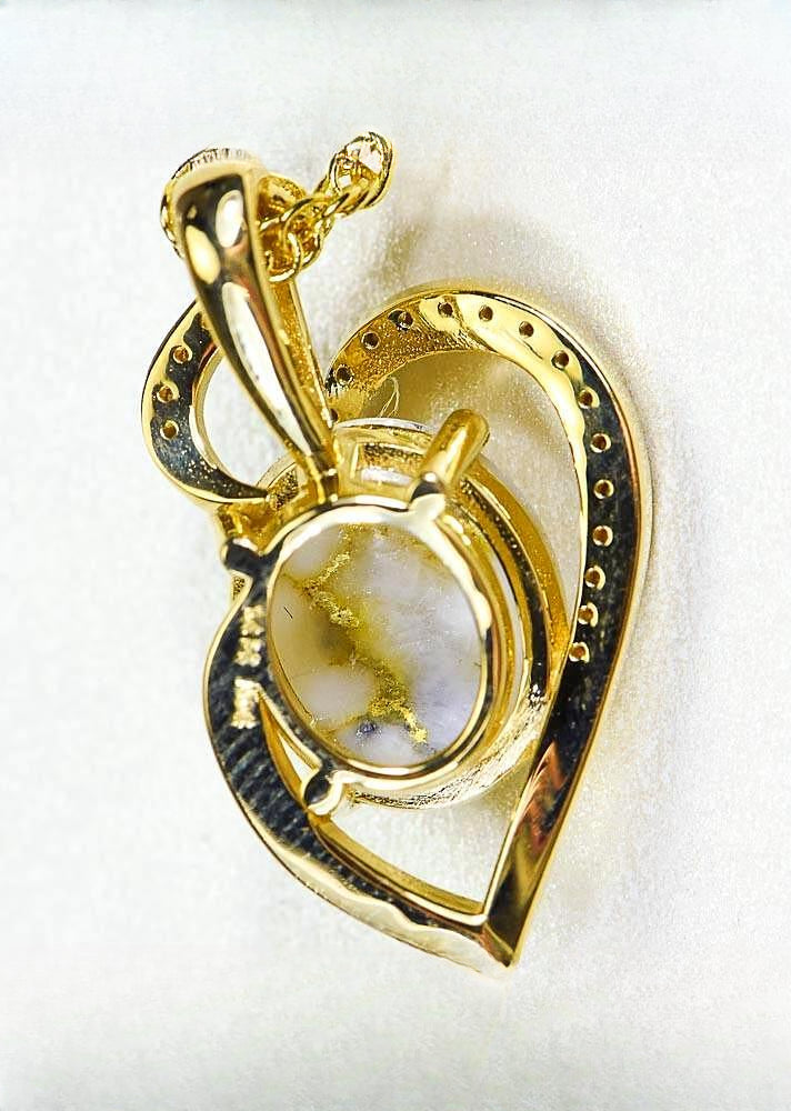 Gold Quartz Pendant "Orocal" PN1129DQ Genuine Hand Crafted Jewelry - 14K Gold Yellow Gold Casting