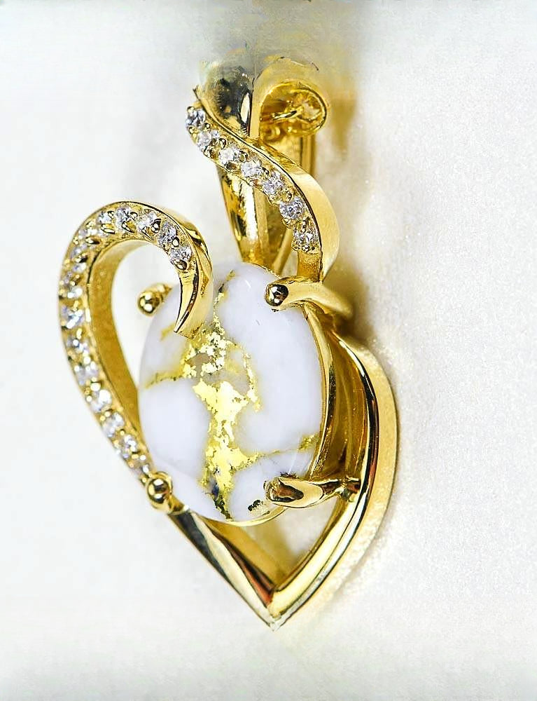 Gold Quartz Pendant "Orocal" PN1129DQ Genuine Hand Crafted Jewelry - 14K Gold Yellow Gold Casting
