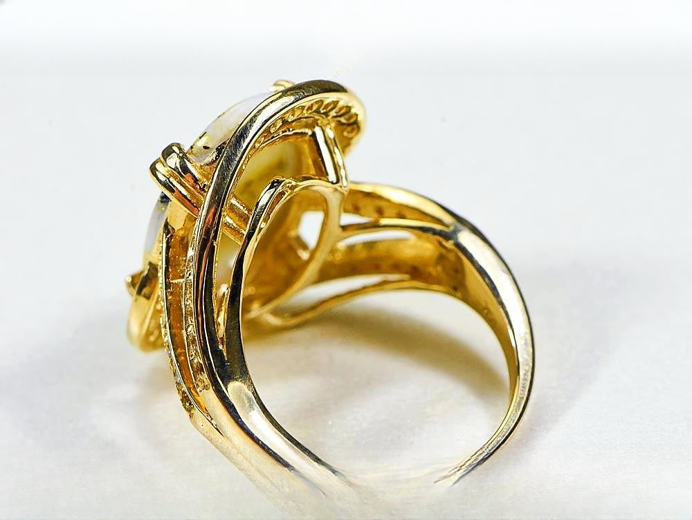 Gold Quartz Women's Ring "Orocal" RL1105DQ Genuine Hand Crafted Jewelry - 14K Gold Casting