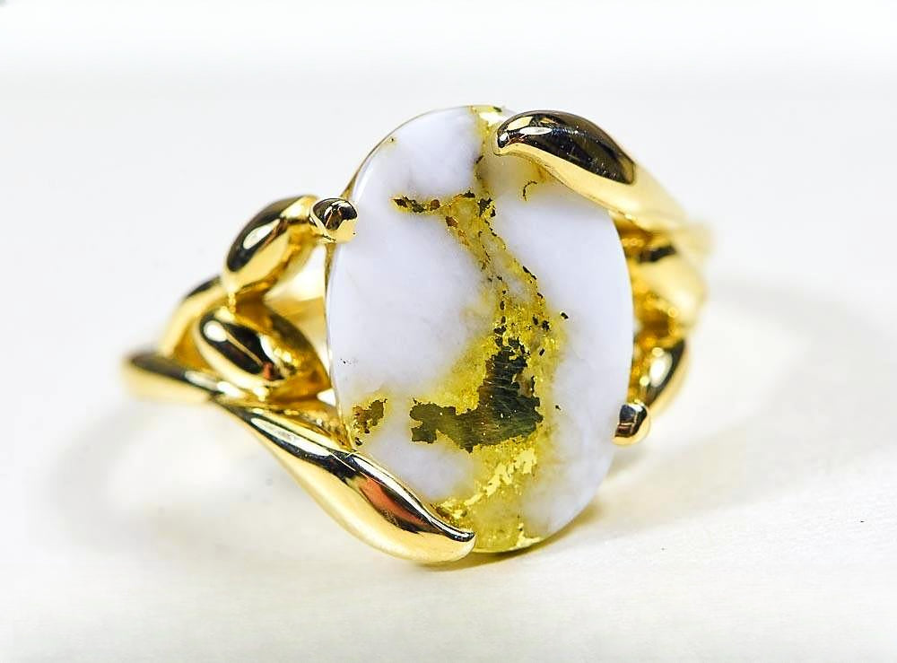 Gold Quartz Women's Ring "Orocal" RL1136Q  Genuine Hand Crafted Jewelry - 14K Gold Casting