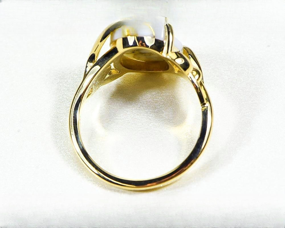 Gold Quartz Women's Ring "Orocal" RL1136Q  Genuine Hand Crafted Jewelry - 14K Gold Casting