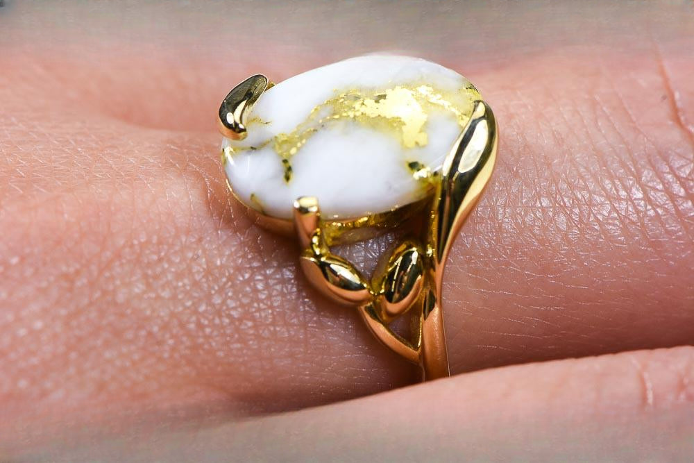 Gold Quartz Women's Ring "Orocal" RL1136Q  Genuine Hand Crafted Jewelry - 14K Gold Casting
