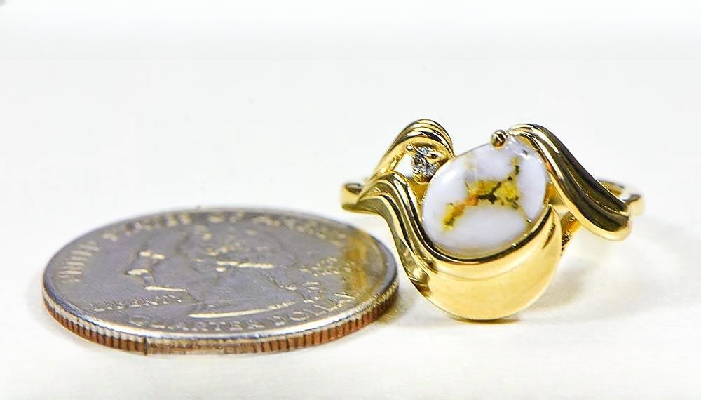 Gold Quartz Women's Ring "Orocal" RL1137DQ Genuine Hand Crafted Jewelry - 14K Gold Casting