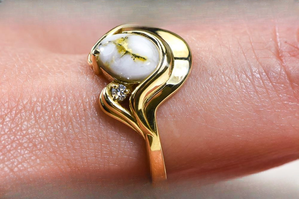 Gold Quartz Women's Ring "Orocal" RL1137DQ Genuine Hand Crafted Jewelry - 14K Gold Casting