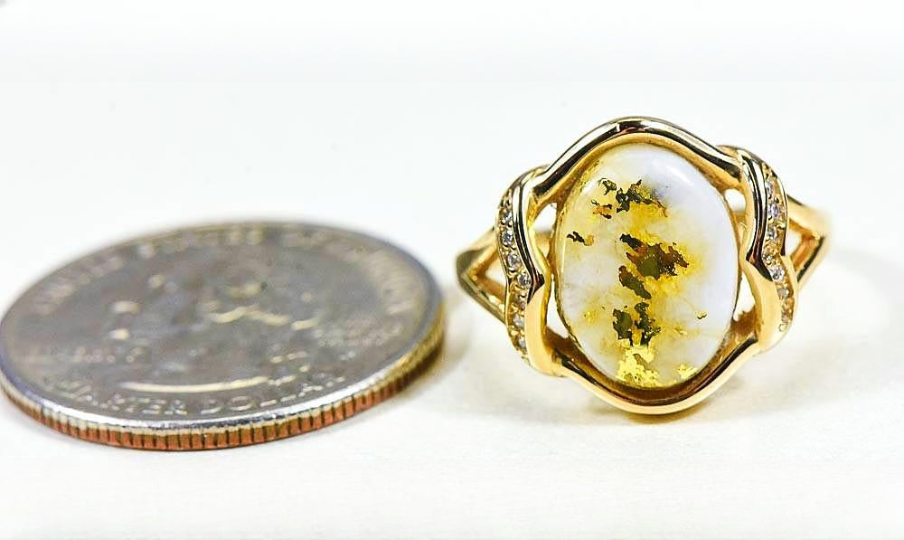 Gold Quartz Women's Ring "Orocal" RL1107DQ Genuine Hand Crafted Jewelry - 14K Gold Casting