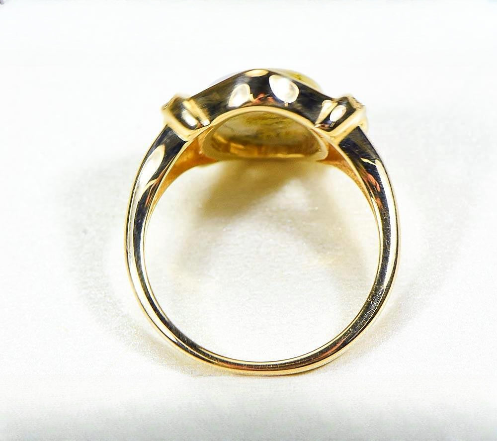 Gold Quartz Women's Ring "Orocal" RL1107DQ Genuine Hand Crafted Jewelry - 14K Gold Casting