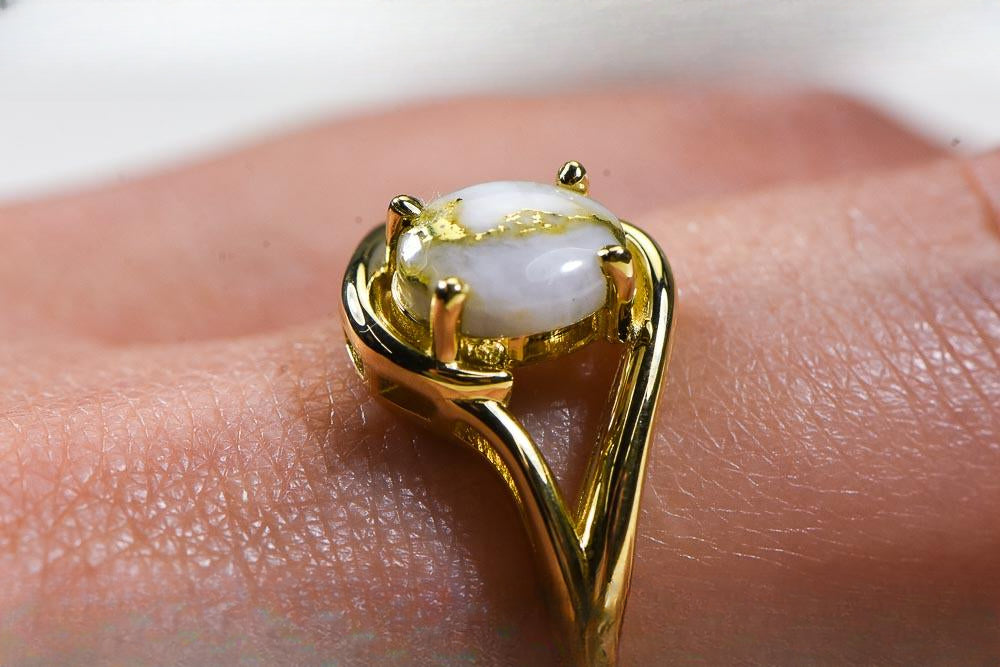 Gold Quartz Women's Ring "Orocal" RL1135Q  Genuine Hand Crafted Jewelry - 14K Gold Casting