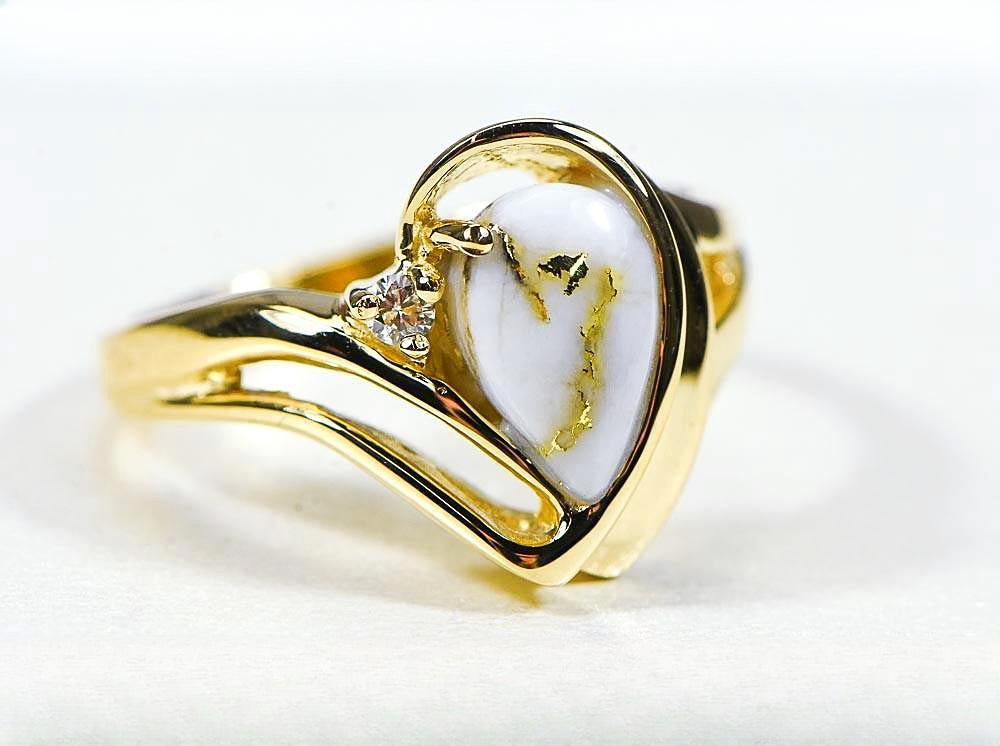 Gold Quartz Women's Ring "Orocal" RL739D3Q Genuine Hand Crafted Jewelry - 14K Gold Casting