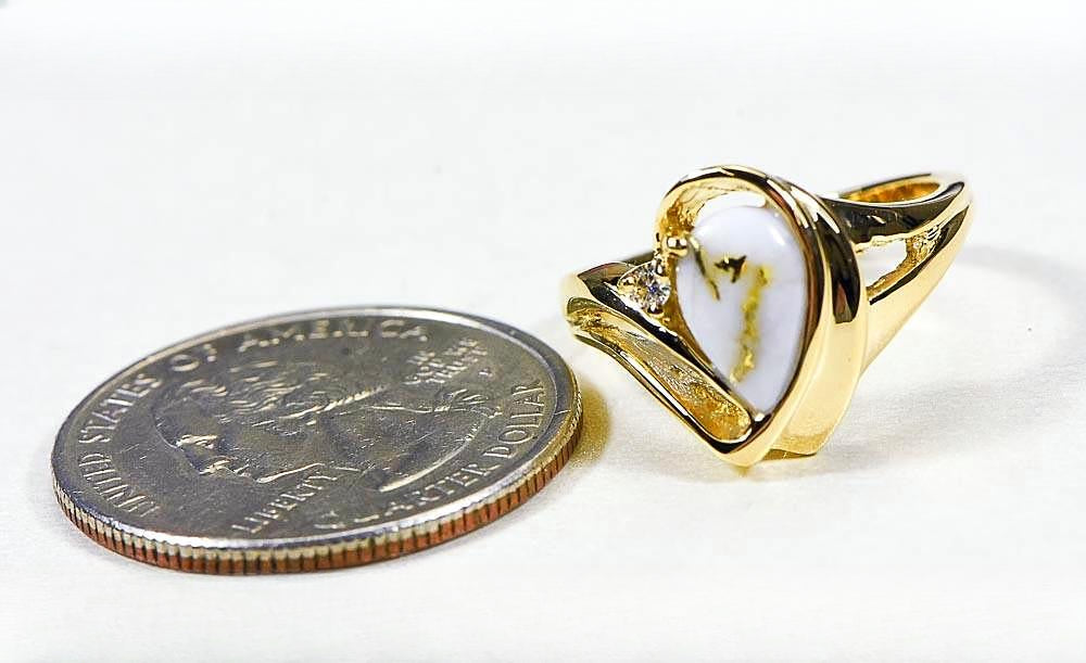 Gold Quartz Women's Ring "Orocal" RL739D3Q Genuine Hand Crafted Jewelry - 14K Gold Casting