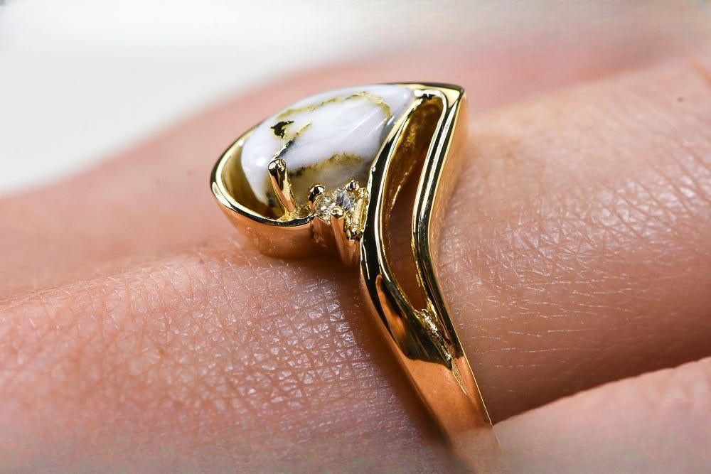 Gold Quartz Women's Ring "Orocal" RL739D3Q Genuine Hand Crafted Jewelry - 14K Gold Casting