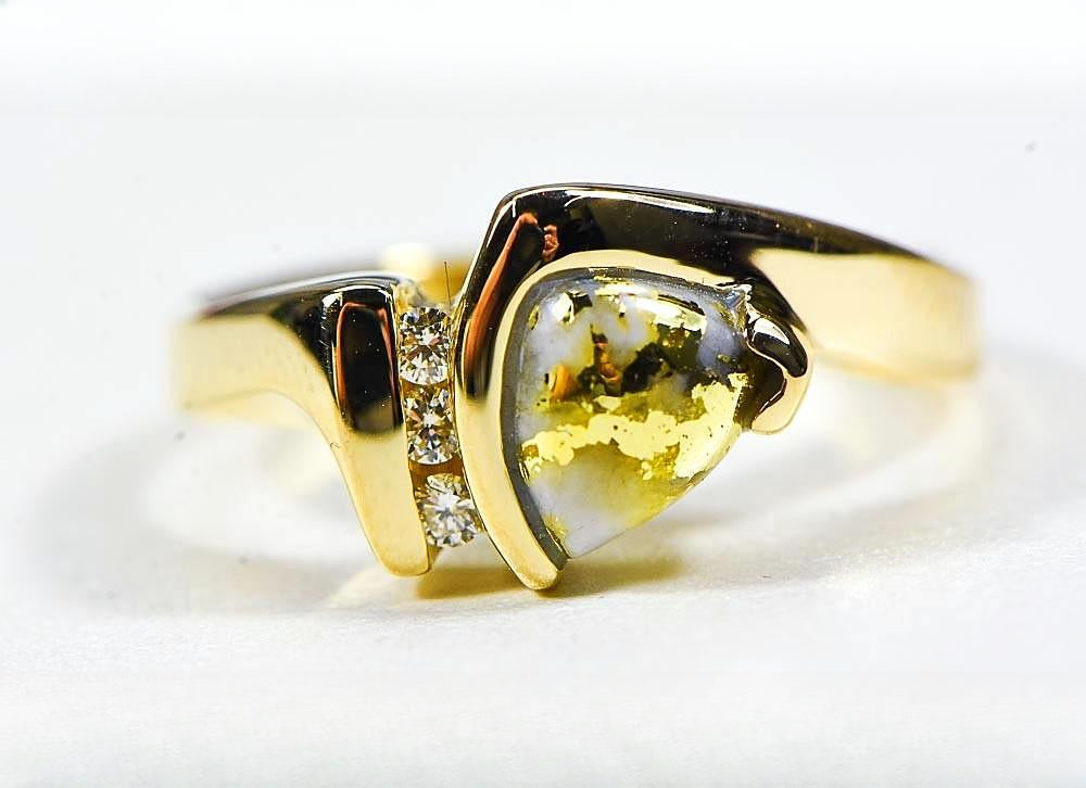 Gold Quartz Women's Ring "Orocal" RL737D7Q Genuine Hand Crafted Jewelry - 14K Gold Casting