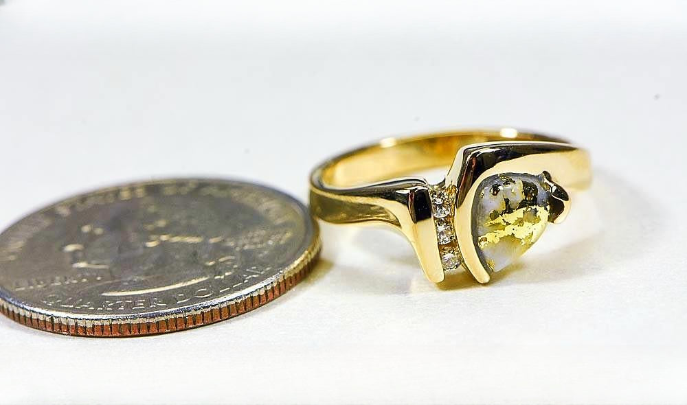 Gold Quartz Women's Ring "Orocal" RL737D7Q Genuine Hand Crafted Jewelry - 14K Gold Casting