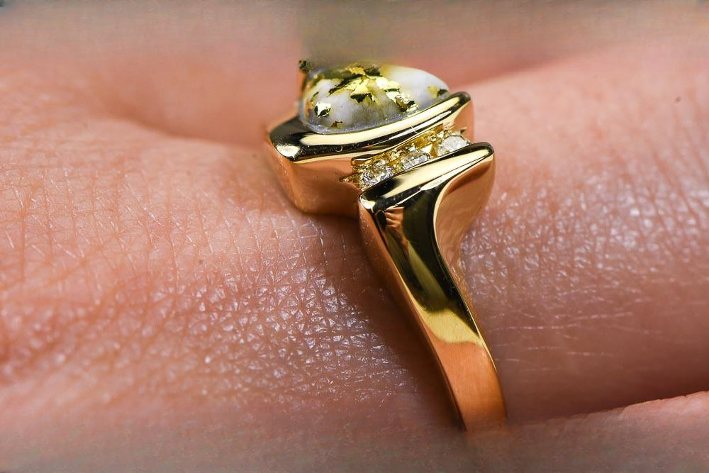 Gold Quartz Women's Ring "Orocal" RL737D7Q Genuine Hand Crafted Jewelry - 14K Gold Casting