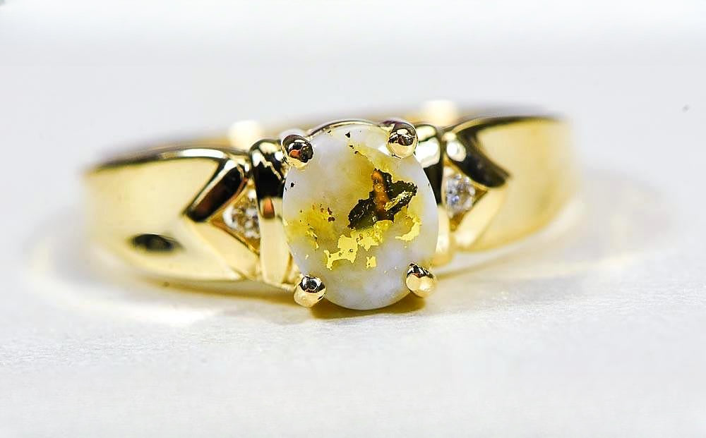Gold Quartz Women's Ring "Orocal" RL736D3Q Genuine Hand Crafted Jewelry - 14K Gold Casting