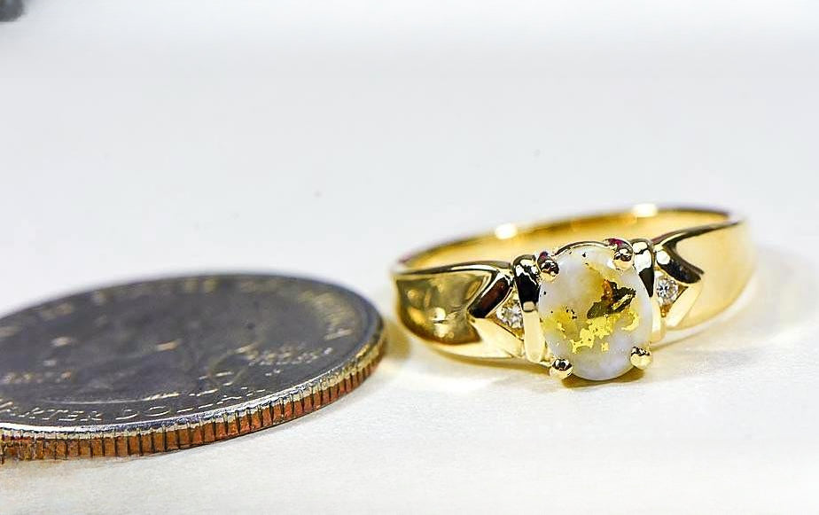Gold Quartz Women's Ring "Orocal" RL736D3Q Genuine Hand Crafted Jewelry - 14K Gold Casting