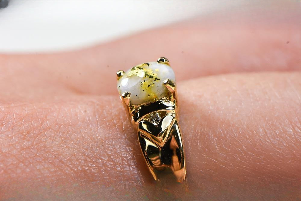 Gold Quartz Women's Ring "Orocal" RL736D3Q Genuine Hand Crafted Jewelry - 14K Gold Casting
