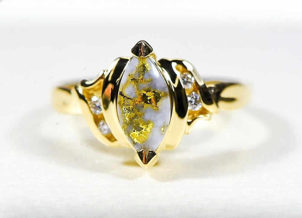 Gold Quartz Women's Ring "Orocal" RL735D8Q Genuine Hand Crafted Jewelry - 14K Gold Casting