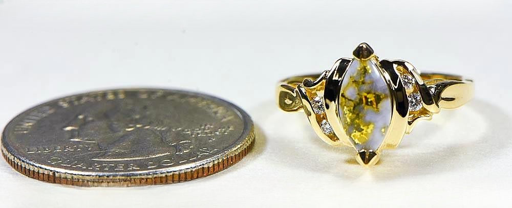 Gold Quartz Women's Ring "Orocal" RL735D8Q Genuine Hand Crafted Jewelry - 14K Gold Casting