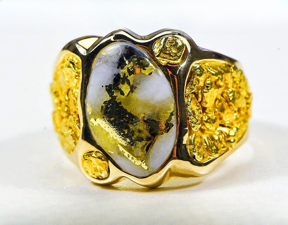 Gold Quartz Ring "Orocal" RM654XLQ Genuine Hand Crafted Jewelry - 14K Gold Casting