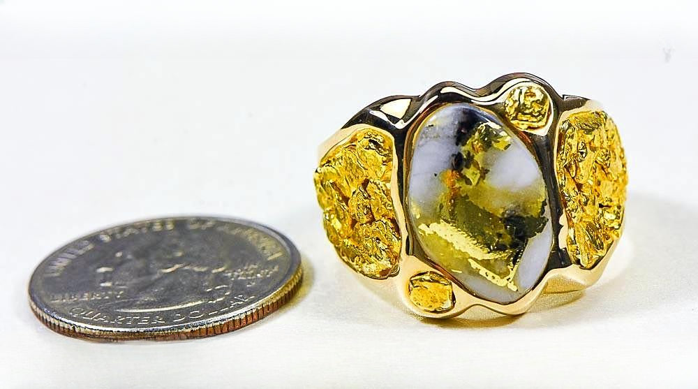 Gold Quartz Ring "Orocal" RM654XLQ Genuine Hand Crafted Jewelry - 14K Gold Casting