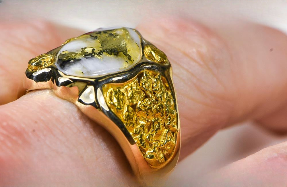 Gold Quartz Ring "Orocal" RM654XLQ Genuine Hand Crafted Jewelry - 14K Gold Casting