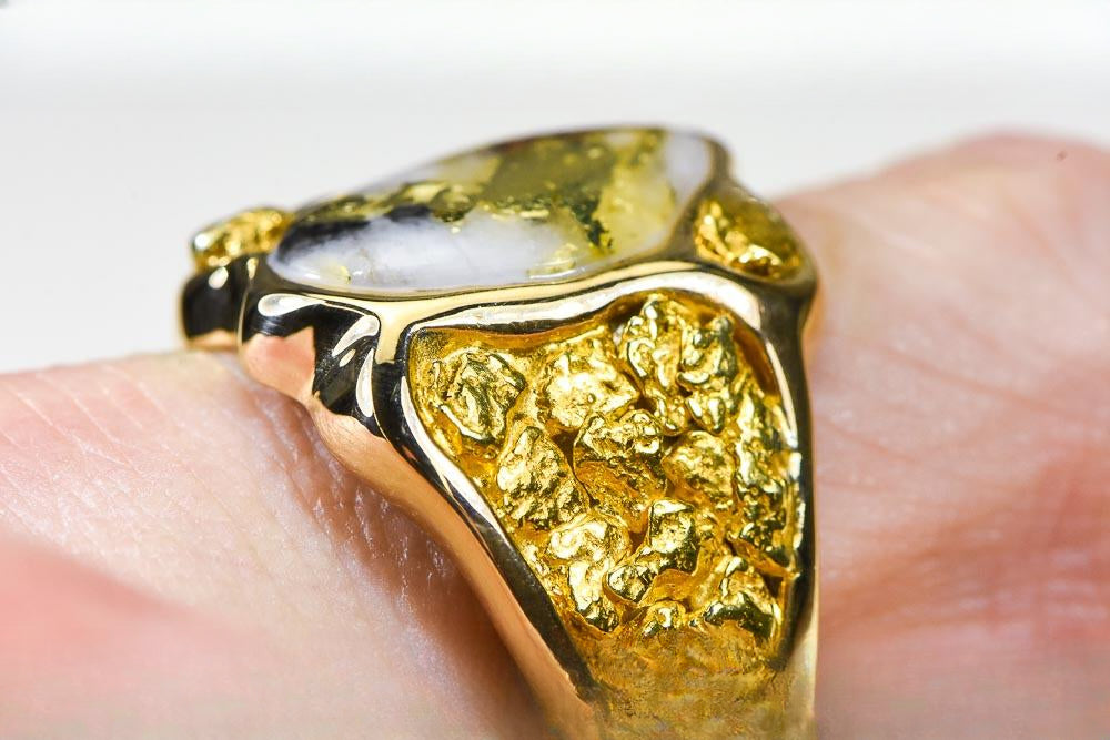 Gold Quartz Ring "Orocal" RM654XLQ Genuine Hand Crafted Jewelry - 14K Gold Casting