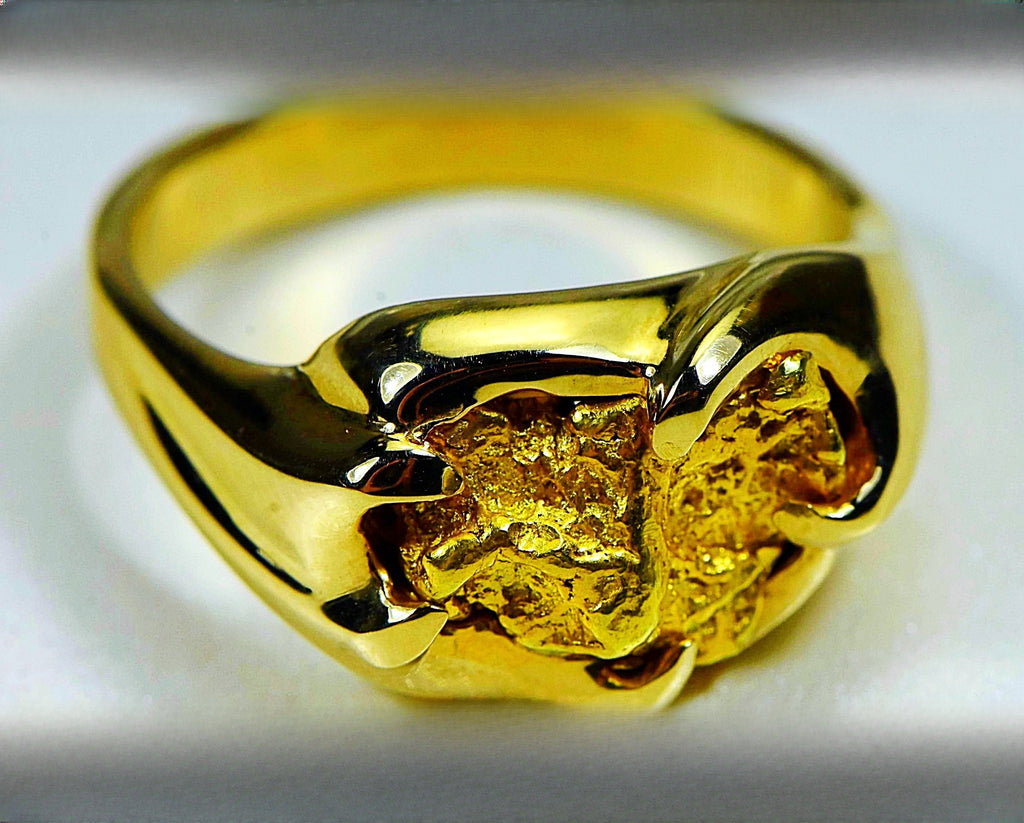 Gold Nugget Men's Ring "Orocal" RMEN120 Genuine Hand Crafted Jewelry - 14K Casting