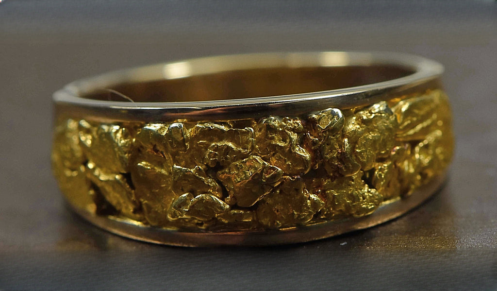 Men's Gold Nugget Ring "Orocal" RM8.5MMT Genuine Hand Crafted Jewelry - 14K Casting