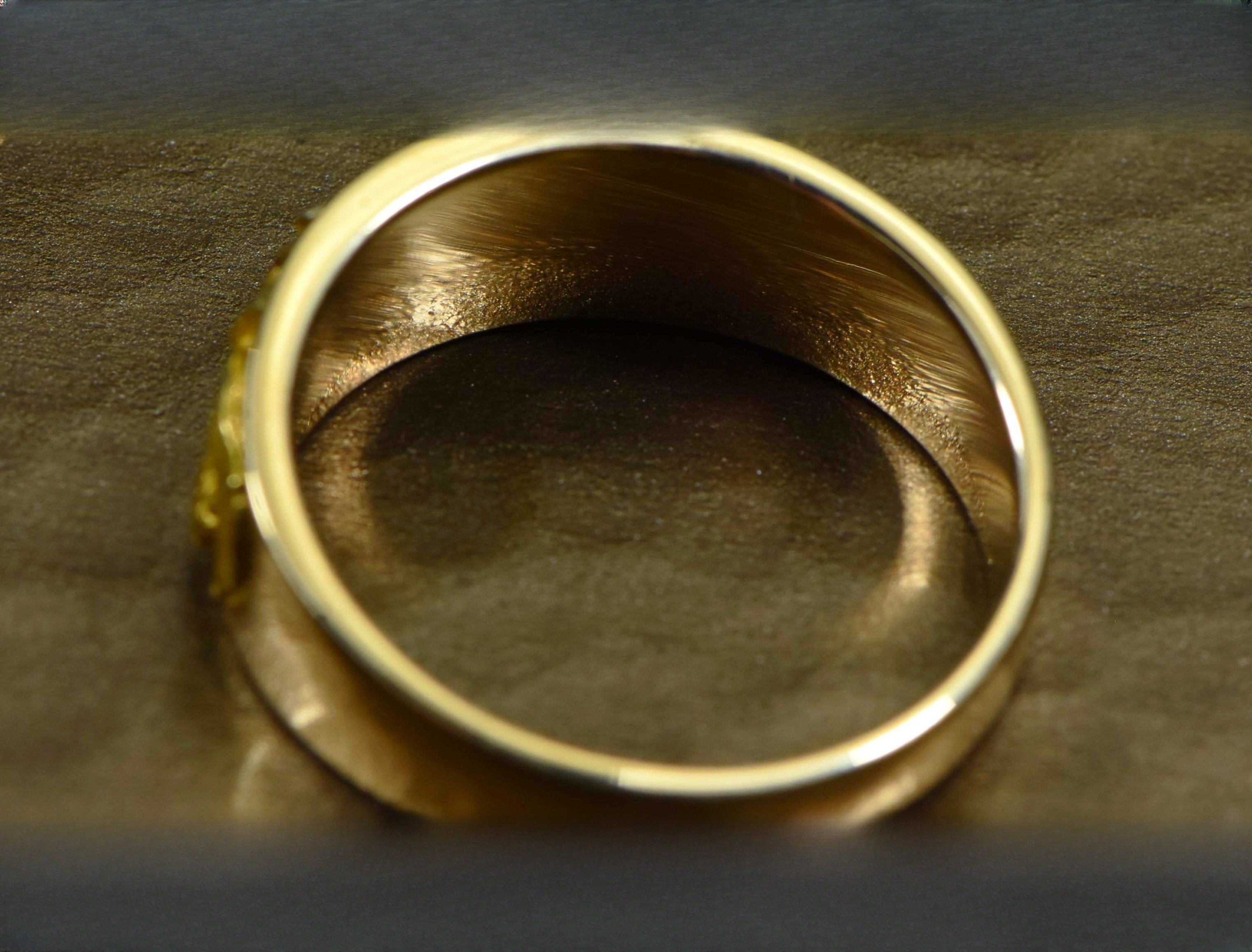 Men's Gold Nugget Ring "Orocal" RM8.5MMT Genuine Hand Crafted Jewelry - 14K Casting