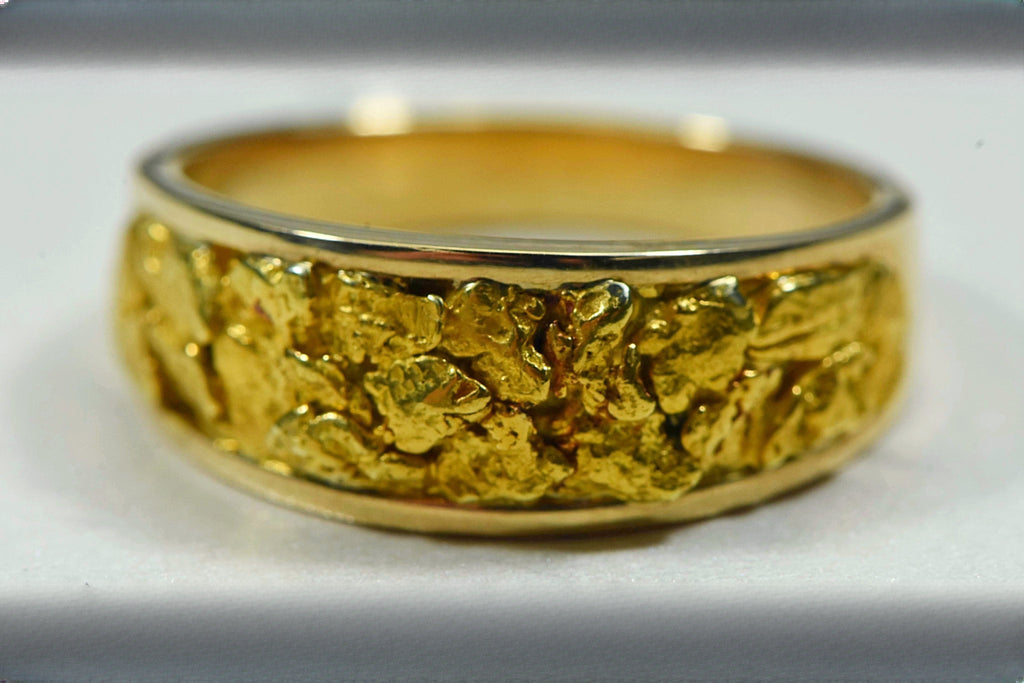 Men's Gold Nugget Ring "Orocal" RM8.5MMT Genuine Hand Crafted Jewelry - 14K Casting