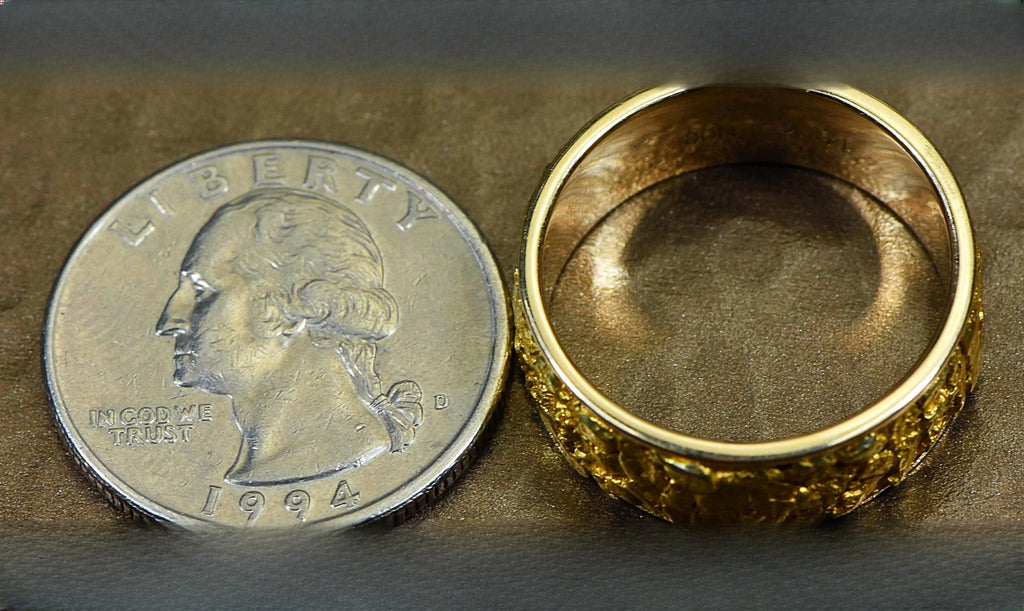 Men's Gold Nugget Ring "Orocal" RM8MM Genuine Hand Crafted Jewelry - 14K Casting