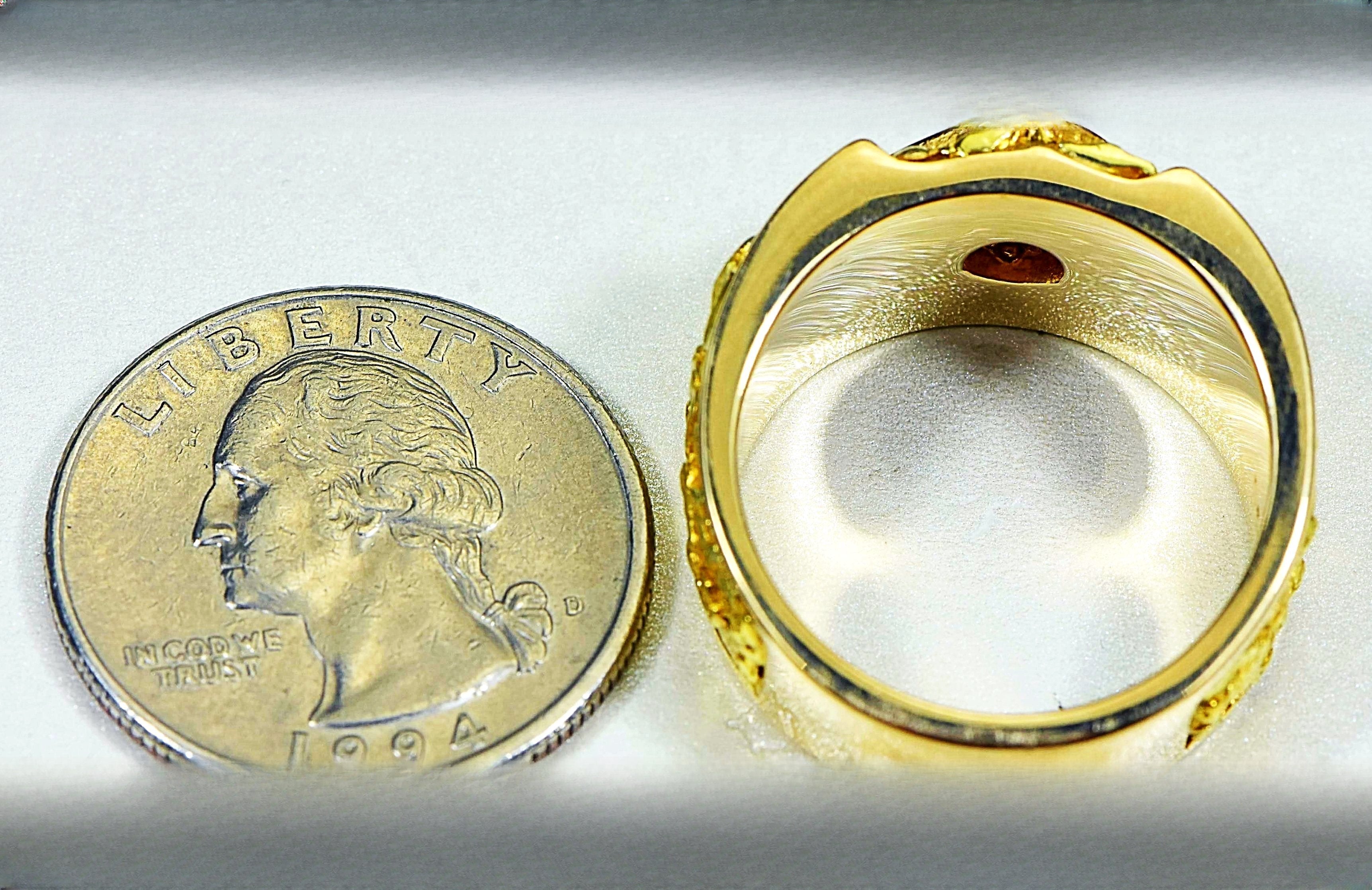 Gold Nugget Men's Ring "Orocal" RM315 Genuine Hand Crafted Jewelry - 14K Casting