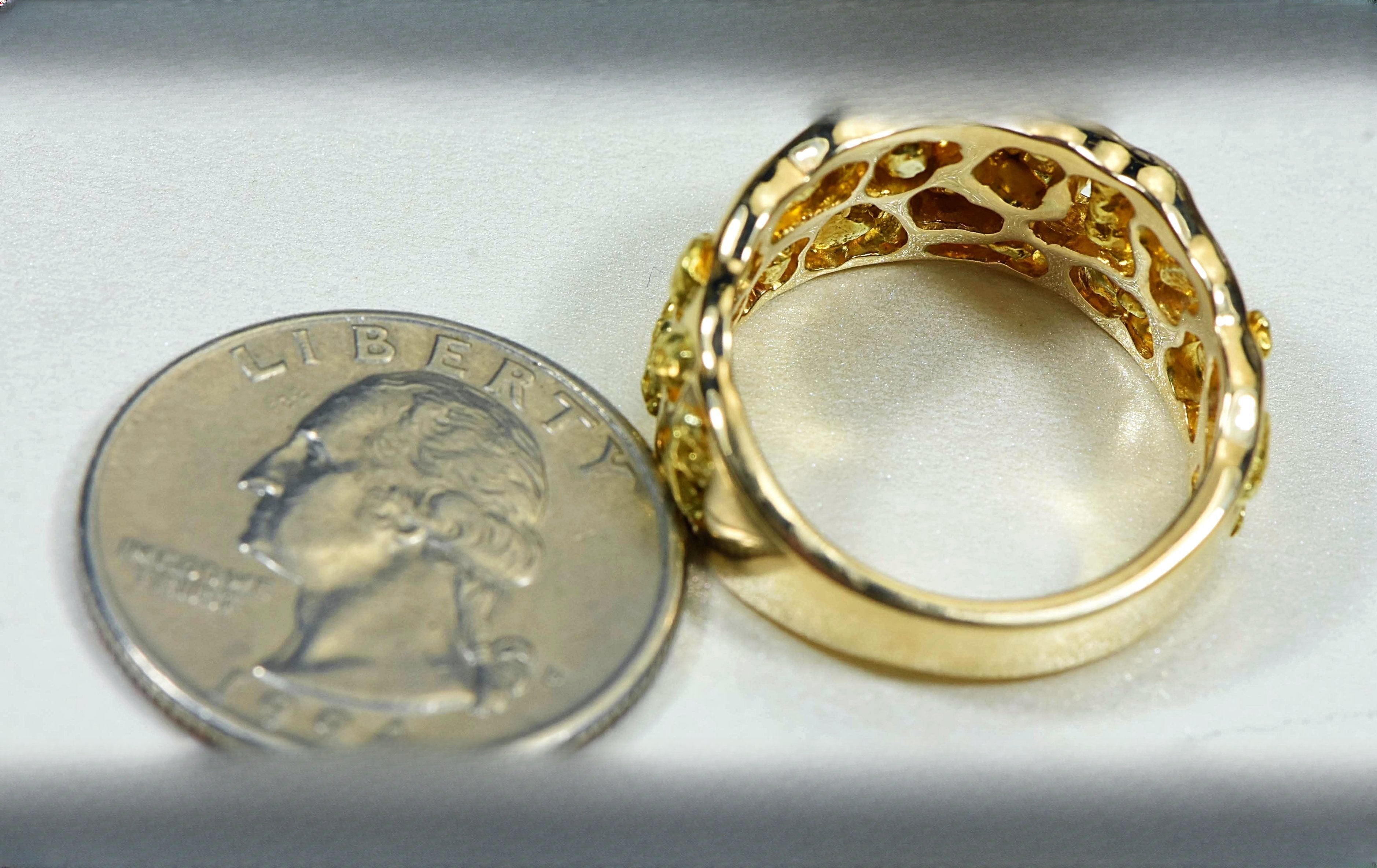 Gold Nugget Men's Ring "Orocal" RM184 Genuine Hand Crafted Jewelry - 14K Casting