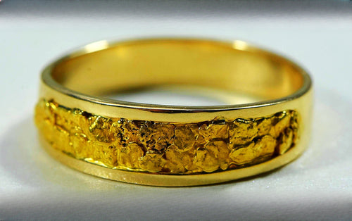Gold Nugget Men's Ring "Orocal" RM7MMT Genuine Hand Crafted Jewelry - 14K Casting
