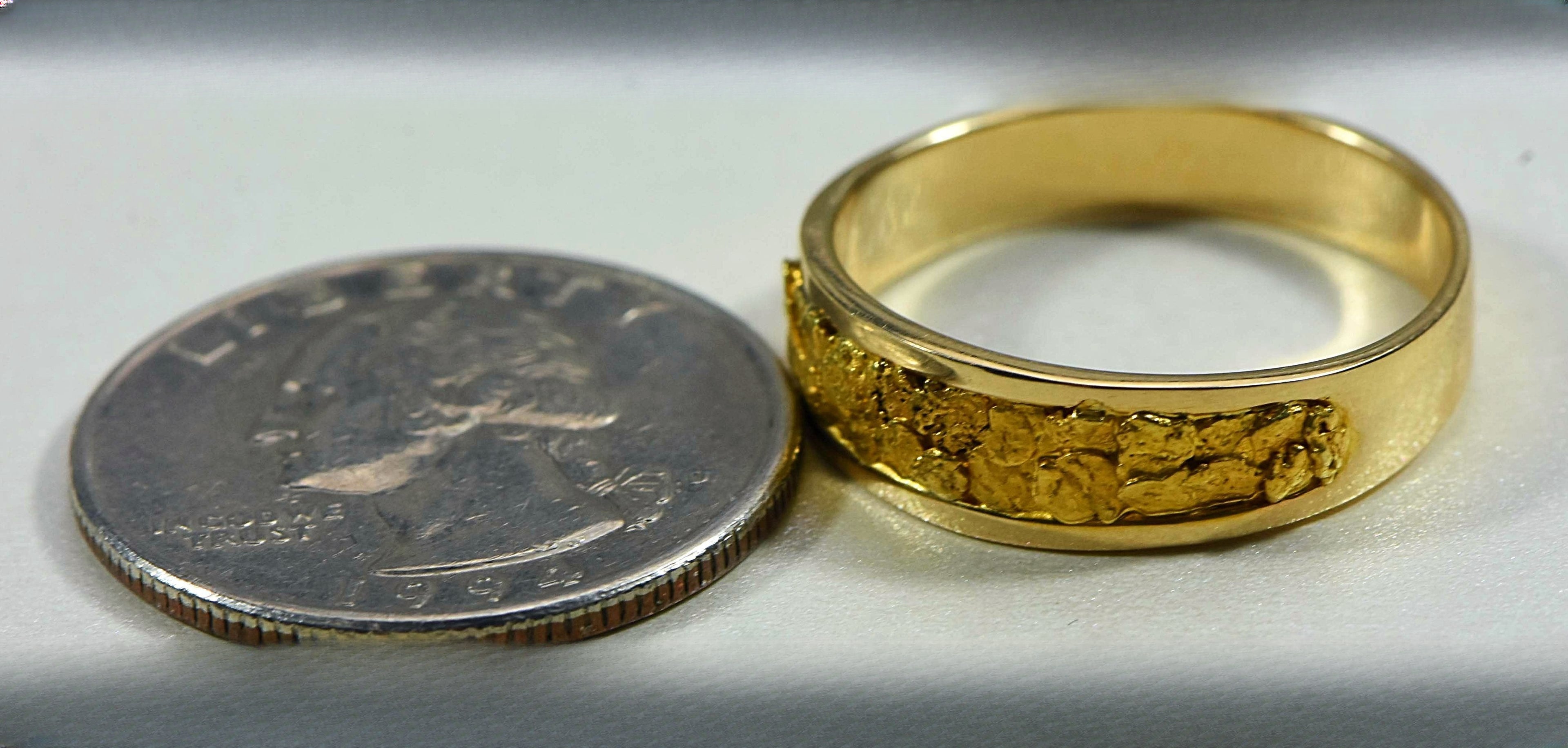 Gold Nugget Men's Ring "Orocal" RM7MMT Genuine Hand Crafted Jewelry - 14K Casting