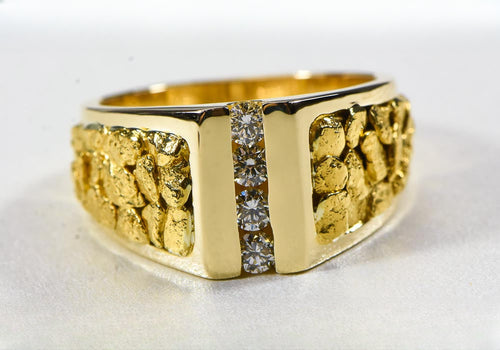 Gold Nugget Men's Ring "Orocal" RM376D40 Genuine Hand Crafted Jewelry
