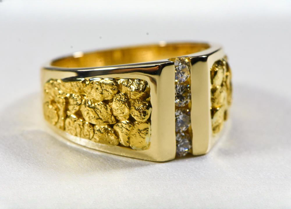 Gold Nugget Men's Ring "Orocal" RM376D40 Genuine Hand Crafted Jewelry