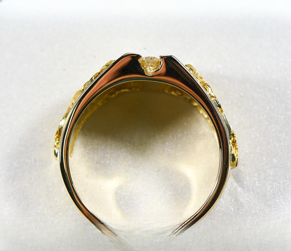 Gold Nugget Men's Ring "Orocal" RM376D40 Genuine Hand Crafted Jewelry