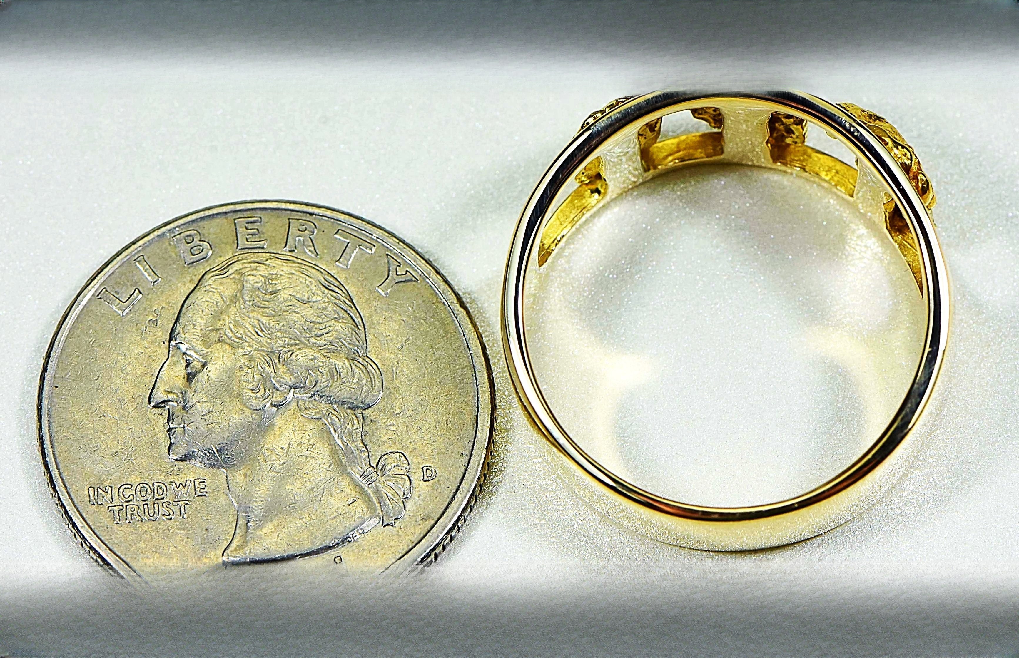Gold Nugget Men's Ring "Orocal" RM1087N/12MM Genuine Hand Crafted Jewelry - 14K Casting